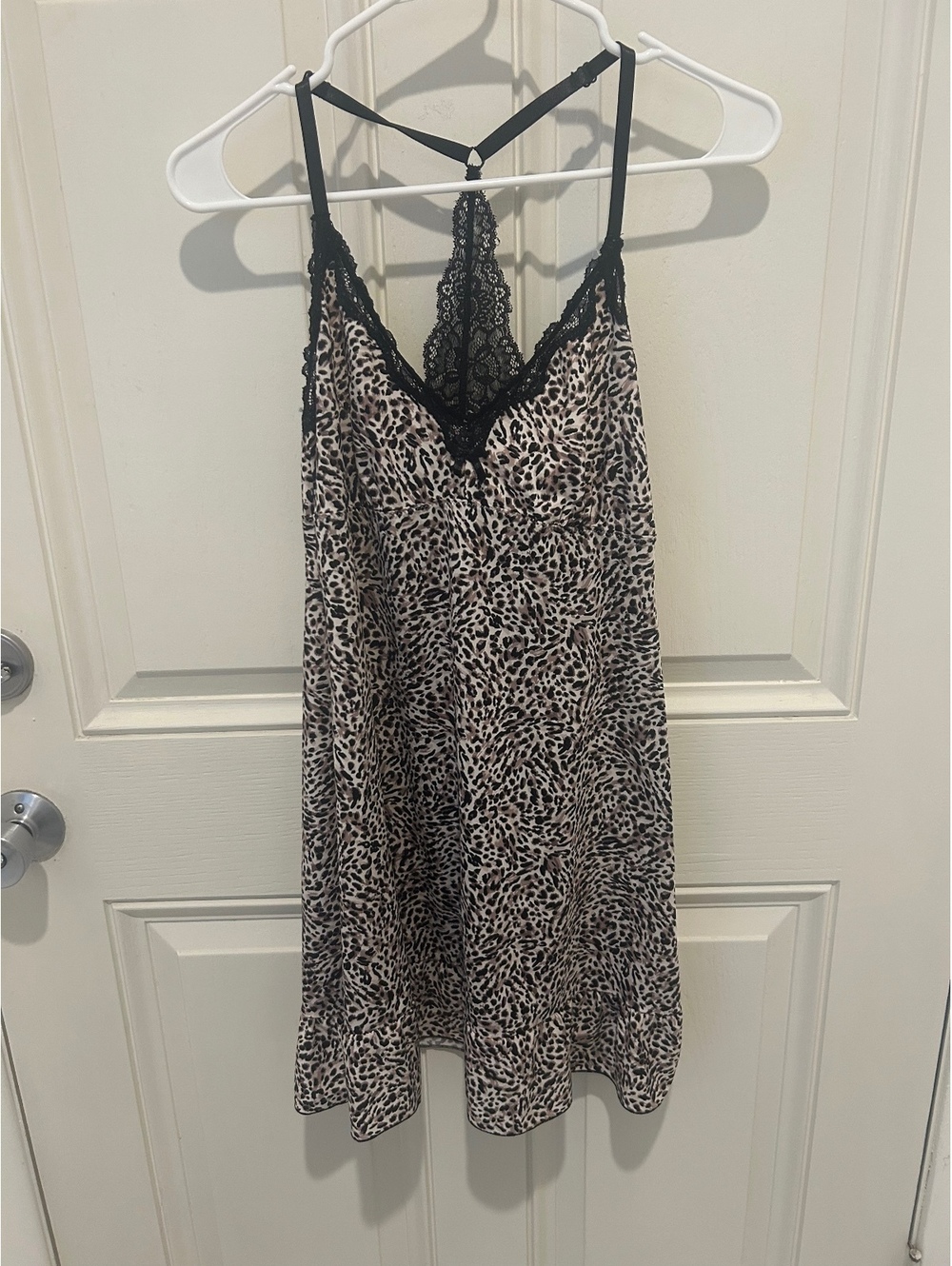 Marilyn Monroe Leopard Print Lace Trim Nightgown Size M